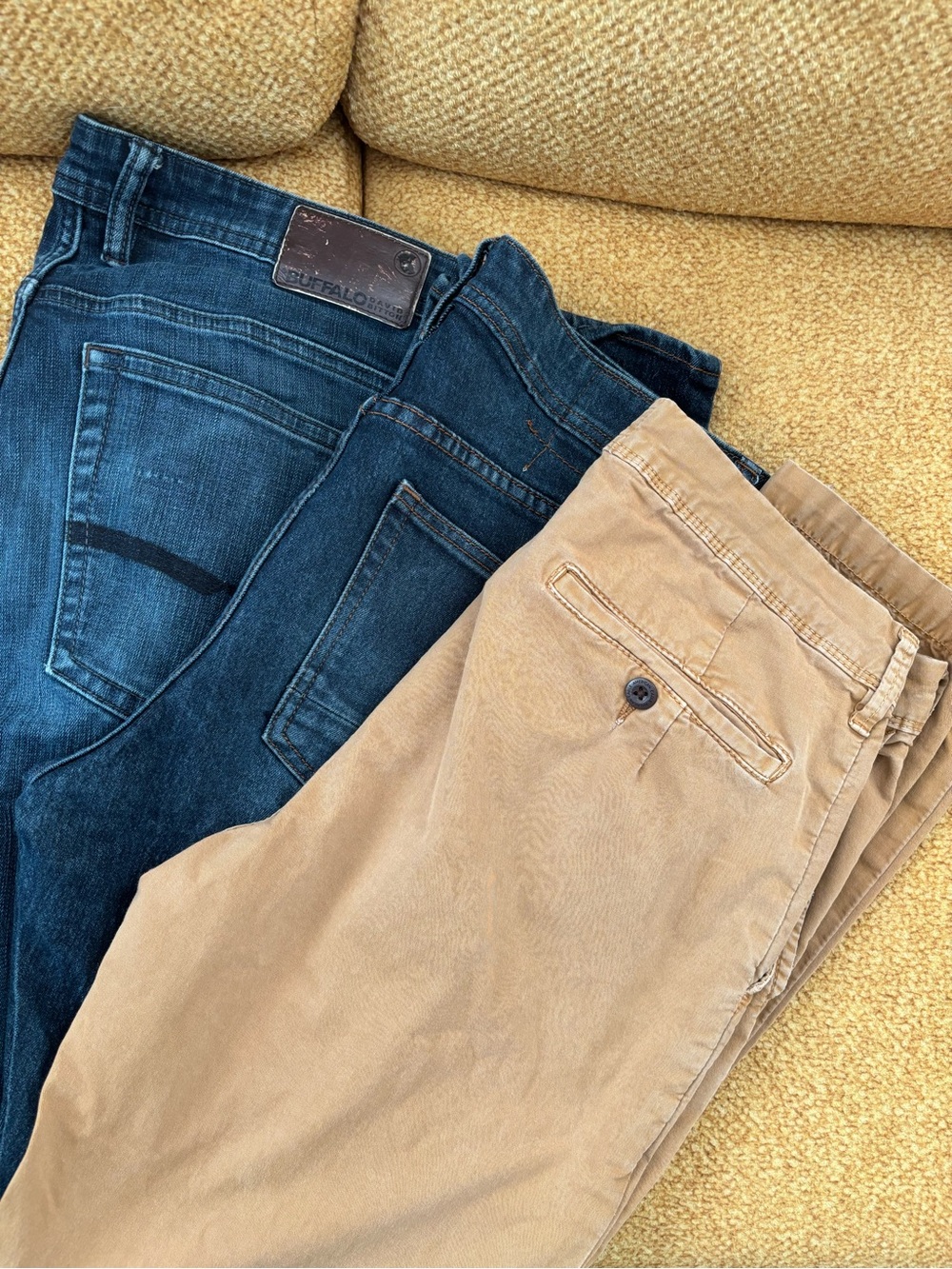 3 pairs Slim Straight Jeans in Dark Blue and Tan 32x32